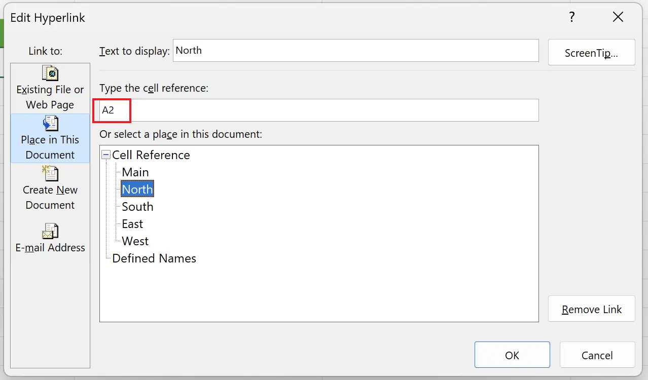 Choose the Target for the Hyperlink