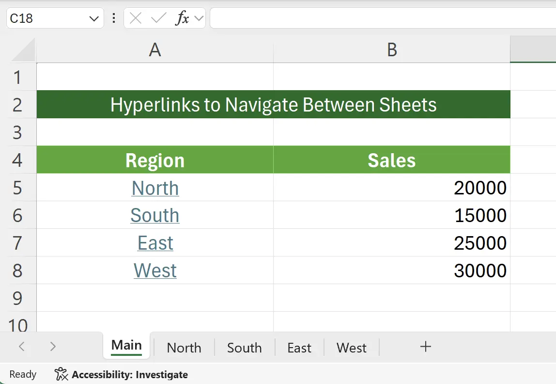 Create Hyperlinks for Other Worksheets