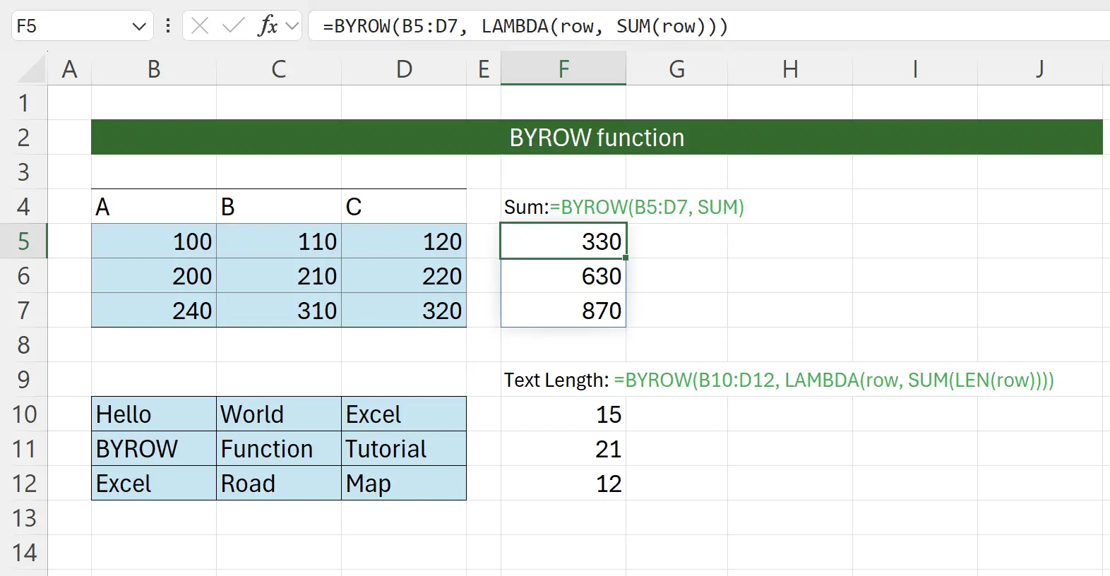 Introduction to the BYROW Function