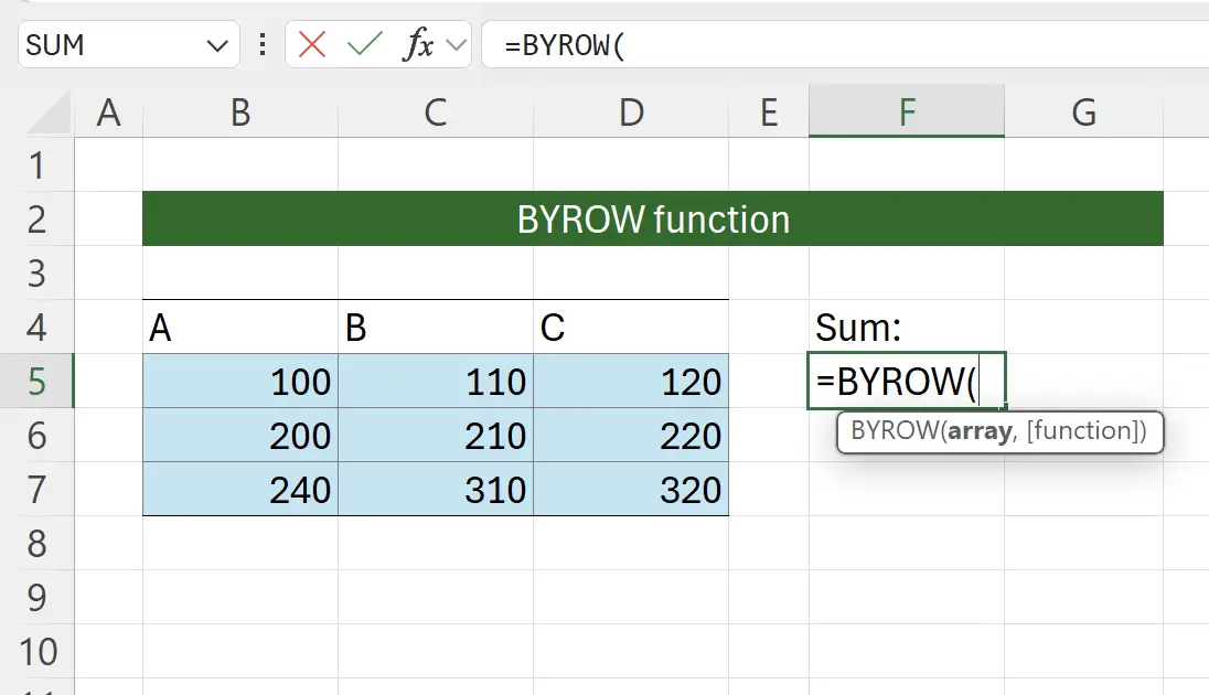 Getting Started with the BYROW Function