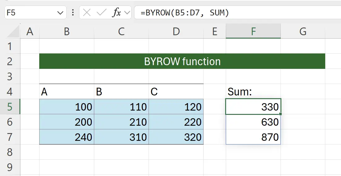 BYROW Function Takes Effect