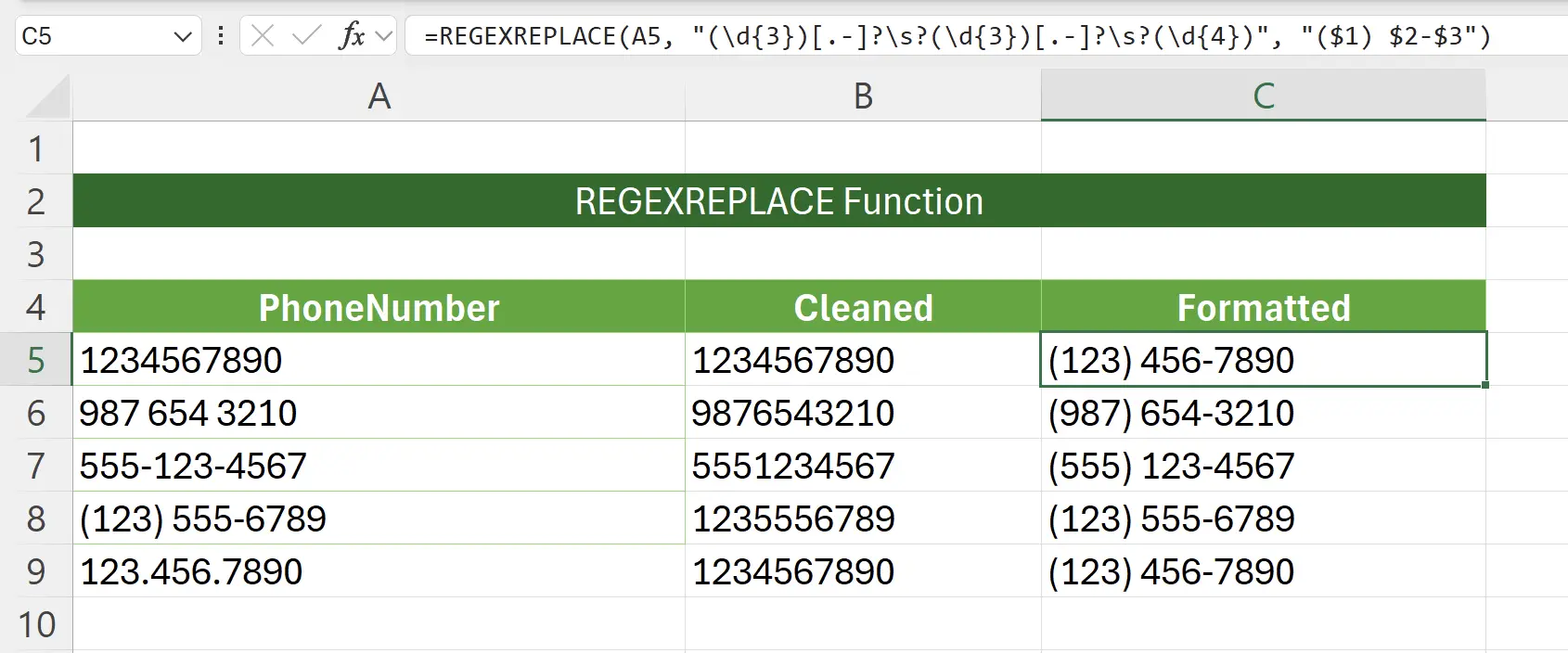 Introduction to the REGEXREPLACE Function