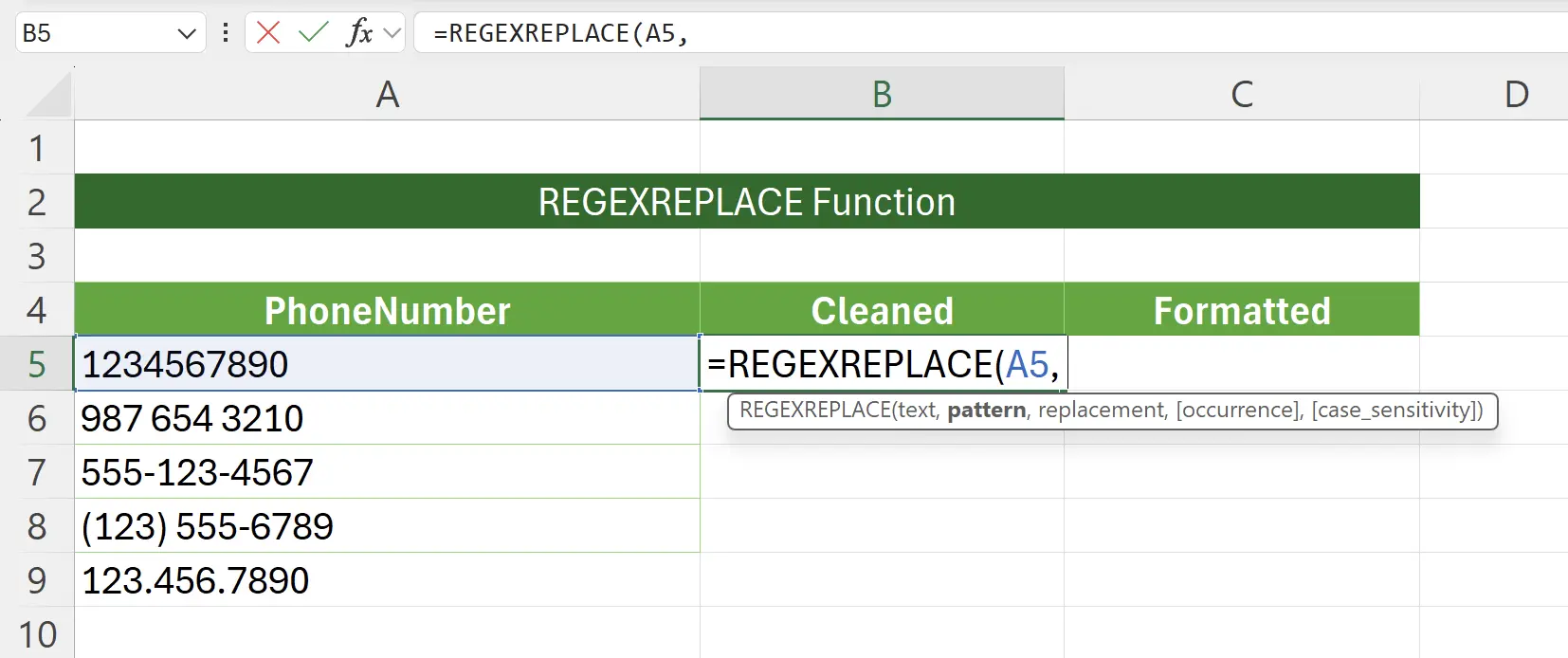 Getting Started with the REGEXREPLACE Function