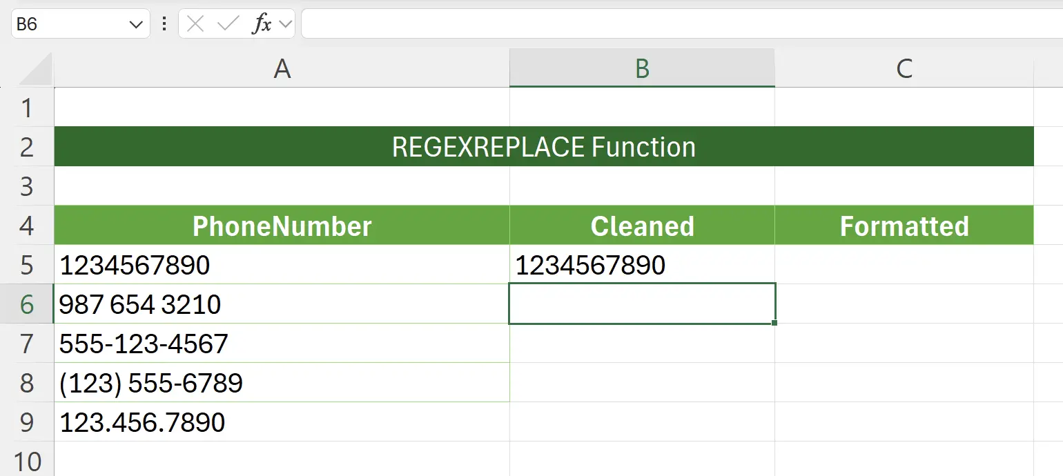 Apply the REGEXREPLACE Function