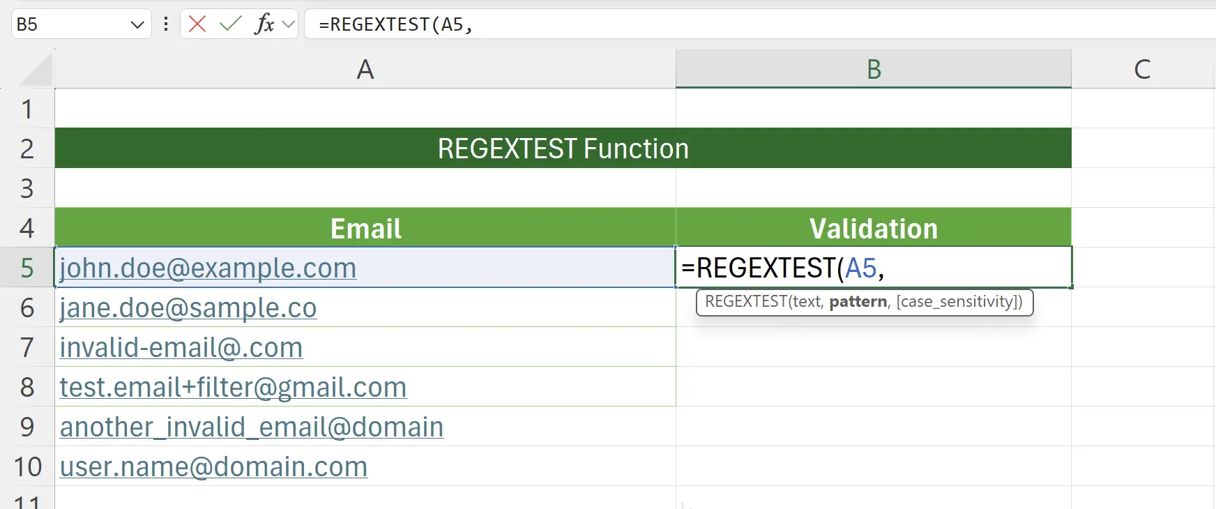 Getting Started with the REGEXTEST Function