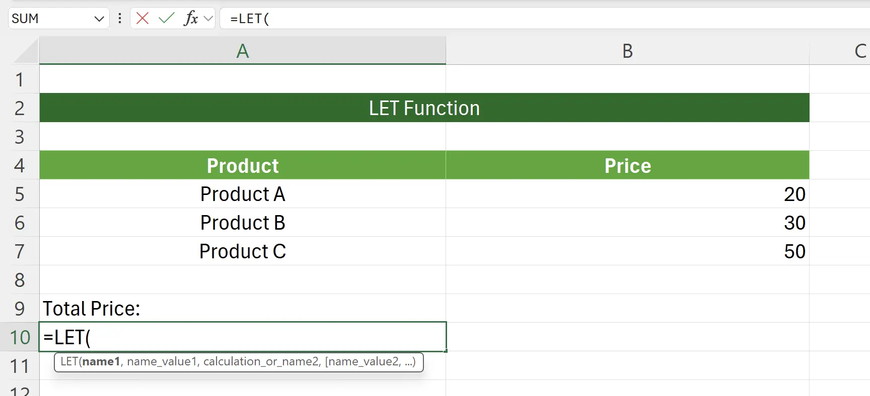 Getting Started with the LET Function