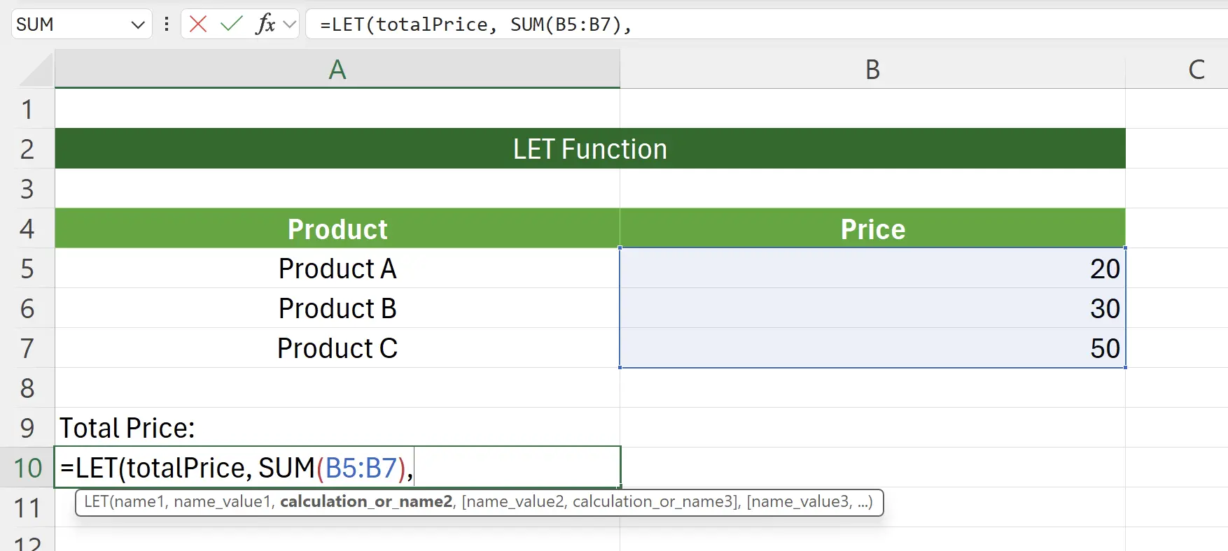 Define the first pair of names and values