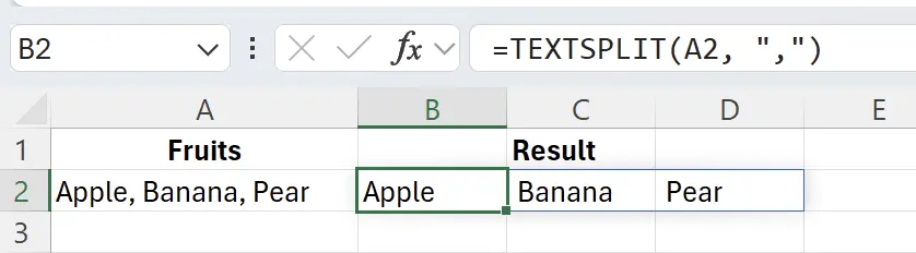Split a cell horizontally across columns
