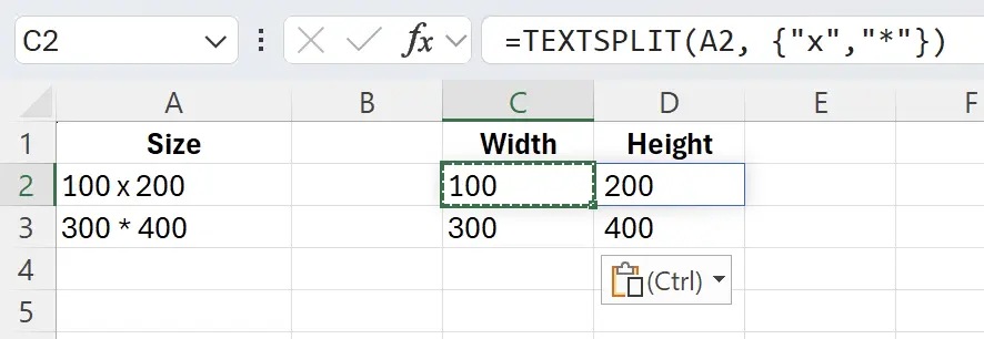 Separate cells by multiple delimiters