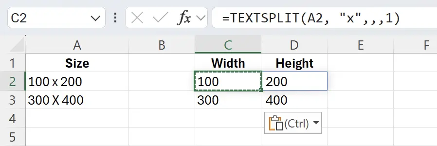 Cell splitting Case Insensitive