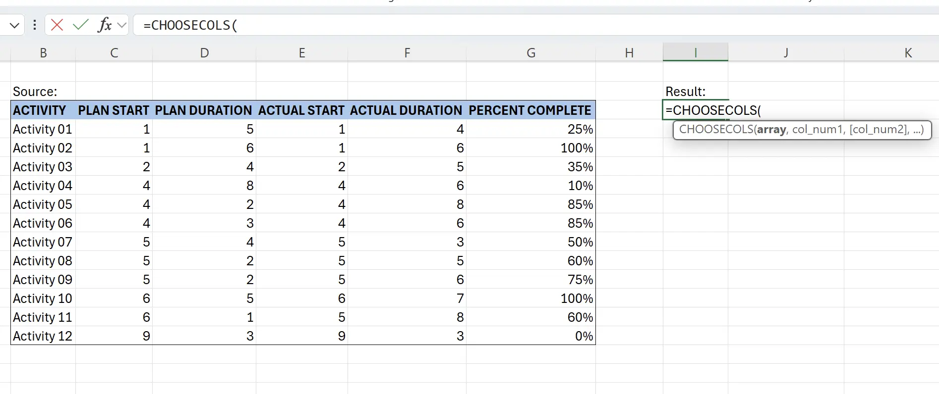 Getting Started with the CHOOSECOLS Function