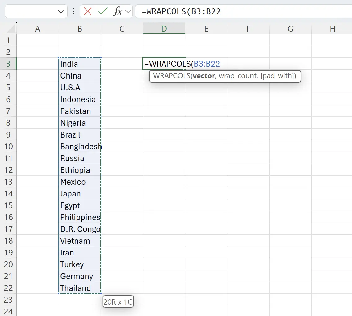 Select the Source Data Range