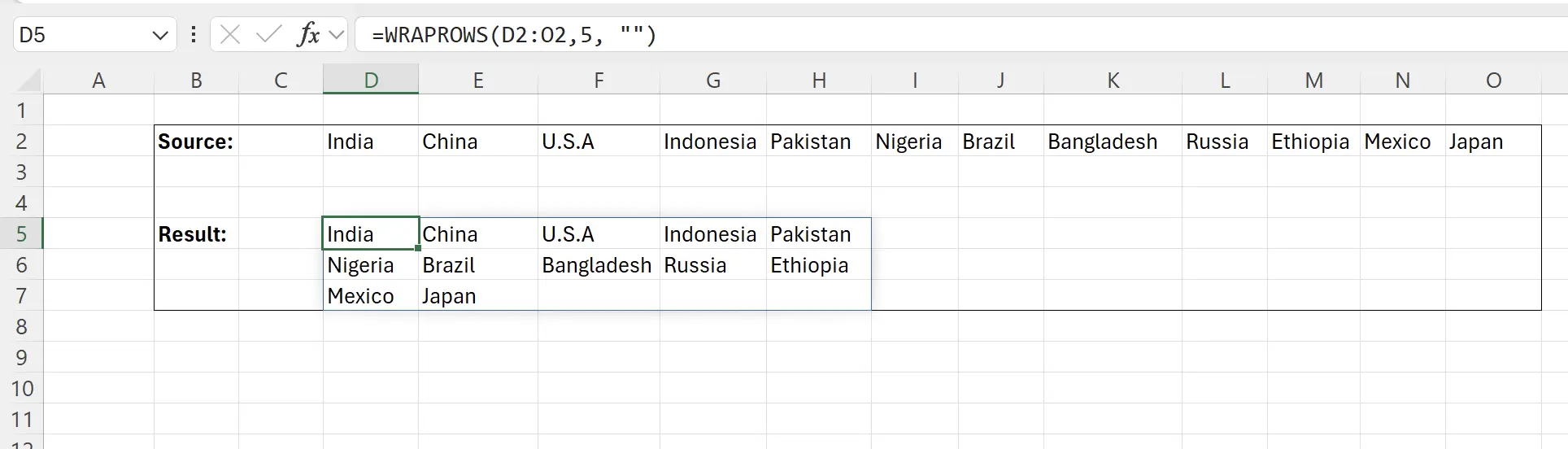Introduction to the WRAPROWS Function