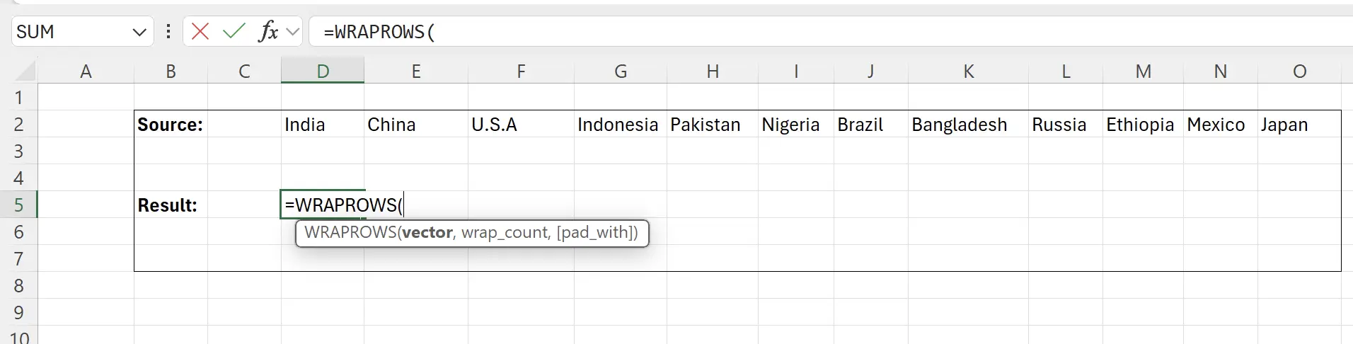 Getting Started with the WRAPROWS Function