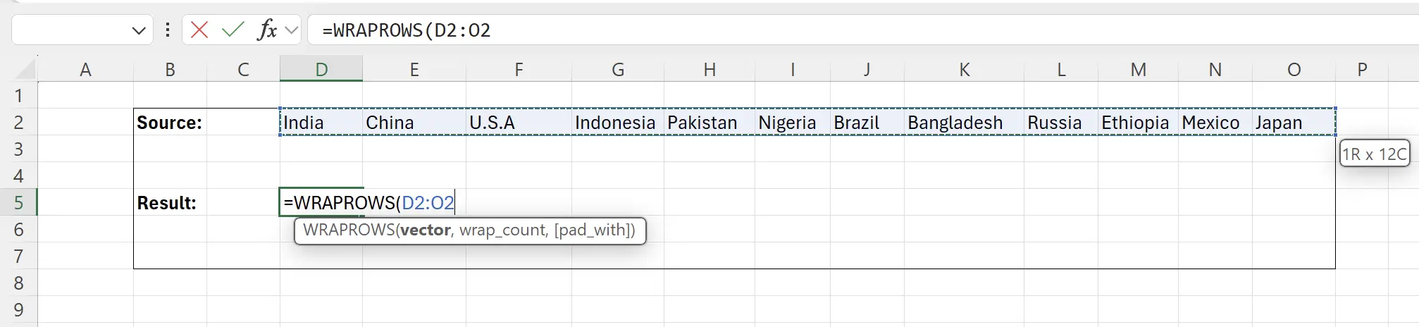 Select the Source Data Range