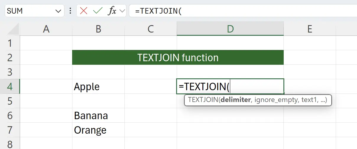 Getting Started with the TEXTJOIN Function