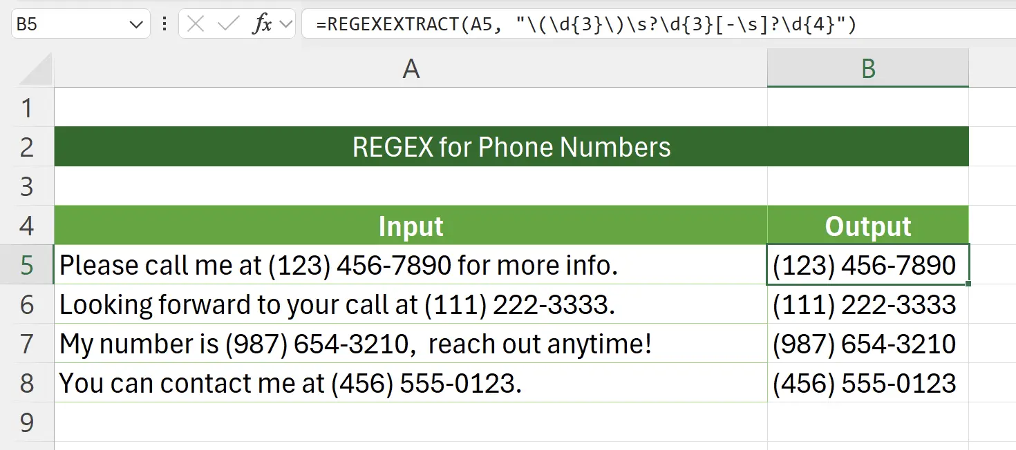 Extract Phone Numbers