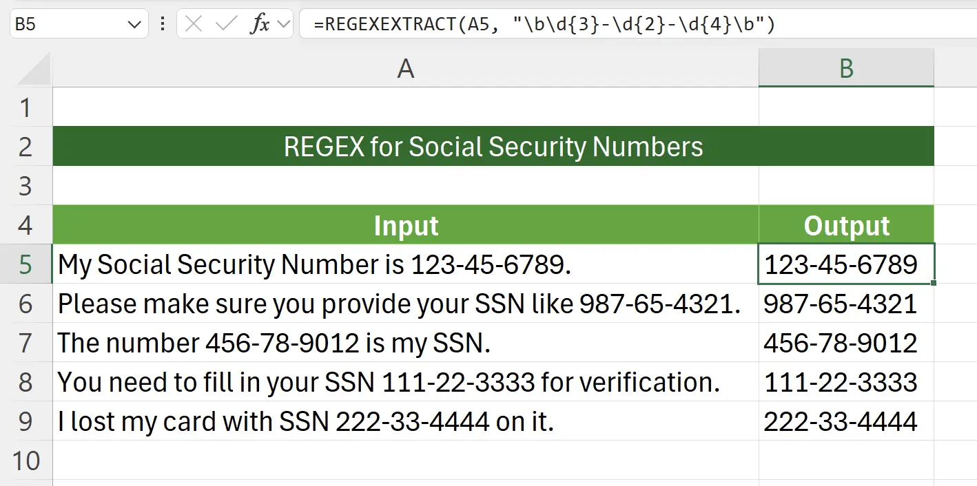 Extract Social Security Numbers
