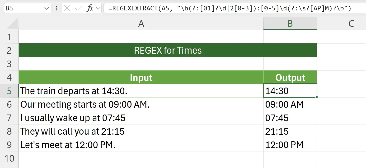 Extract Times